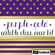 Editable Purple Gold Color Scheme Class Decor Kit Gold Color Scheme Class Decoration Decor Kits