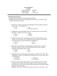 Soal no.8 potongan aluminium bermassa 200 gram dengan suhu 20°c dimasukan ke dalam baskom air bermassa 100 gram dan suhu 80°c. Soal Pre Test Pdf