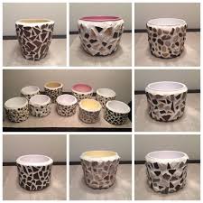 Geschenk Blumentopf Mosaik Fliesenreste Fugenmasse Ubertopf Selber Gestalten Mosaik Basteln Gestalten