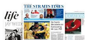 Try free for 7 days. The Straits Times Breaking News Lifestyle Multimedia News