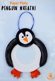 Print the template onto plain white paper. Paper Plate Penguin Wreath Kids Craft Room