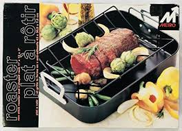 Metro Non Stick Roaster Pan And V Shaped Rack 17 X 12 X 3 Food Roaster Pan