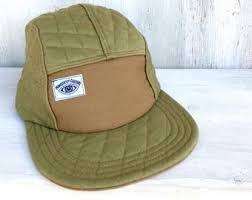 Quilted 5 Panel Camp Hat Handmade Olive Green Baseball Cap With Gold Stitching In 2020 Gold Jeans Green Baseball Cap Quilted