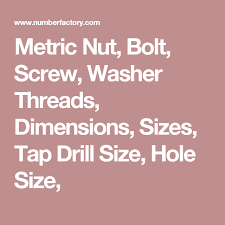 metric nut bolt screw washer threads dimensions sizes