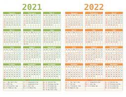 Create a free printable calendar. Two Year Calendar 2021 To 2022 In 2021 Printable 2021 Calendar Design Template Year Calendar