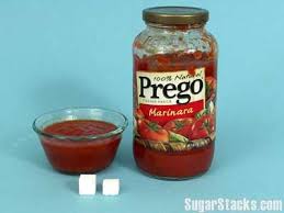 Prego Marinara Spaghetti Sauce 1 Serving 1 2 Cup 120g Sugars Total 7g Calories Total 100 Calories From Sugar 28 How Much Sugar Food Eat