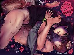 desikeera, ben tennyson, kevin levin, ben 10, ben 10: alien force,  absurdres, highres, 2boys, anal, ass, black hair, black shirt, blush,  bottomless, brown hair, deep penetration, hand on anothers head,  layered sleeves,