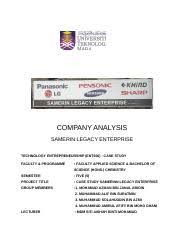 We will write a custom case study specifically for you for only $13.90/page! Case Study Ent 600 1 1 Docx Company Analysis Samerin Legacy Enterprise Technology Entrepreneurship Ent600 Case Study Faculty Programme Faculty Course Hero