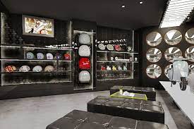 New Vespa Concept Store 3d Design A Destination For The Tens Of Thousands Of Indonesian Vespa Ent Showroom Interior Design Car Showroom Design Showroom Design