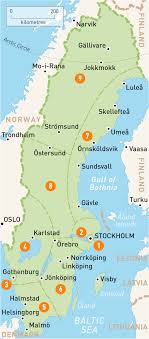 Sweden is located in northern europe, scandinavian peninsula, bordering the baltic sea, gulf of bothnia between finland and norway. Map Of Sweden Sweden Regions Rough Guides Rough Guides