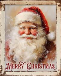 Primitive Vintage Victorian Christmas Label Digital Jars, Tiered Trays,  Signs, Prints, Pillows, Santa Claus Portrait 8x10 TWO VERSIONS