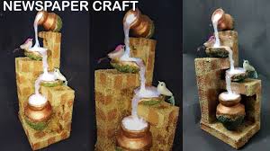 How To Make Newspaper Waterfall Showpiece Newspaper Craft Newspaper Crafts Crafts Diy Newspaper