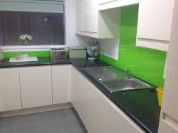 Green Acrylic Used As A Splashback Adds A Pop Of Colour To This Beautiful White Kitchen Acrylic Kitchen Splashbacks Acrylic Wall Panels Glazing Furniture