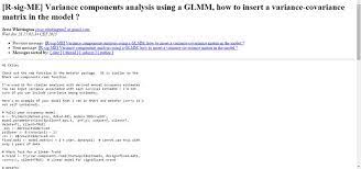 R Sig Me Variance Components Analysis Using A Glmm How To Insert A Variance Covariance Matrix In The Model Analysis Sig Matrix