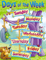 Days Of The Week Learning Chart Classroom Charts