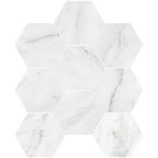 Can be used for decorations, stencils, labels and printable stickers. Enigma Bianco 4 Inch Hexagon Polished Marble Mosaics The Home Depot Canada