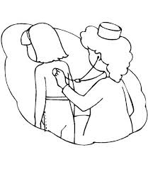 More human body coloring pages. Nurse Checking With Stethoscope Coloring Page Netart