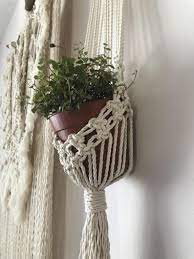 macrame plant hanger hanging bohemian pot holder boho style vine wall