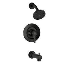 More shopping tips most black shower sets come in a black matte finish to give it a more natural and smooth feel. Moen Arlys Bath And Shower Faucet 1 Handle 6 65 L Min Matte Black 82770bl Rona