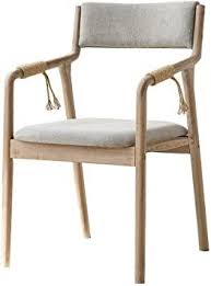 Linen Fabric Dining Chairs With Armrest Solid Wood Vintage Armchair Comfortable Backrest And Upholstere In 2020 Fabric Dining Chairs Wooden Dining Chairs Dining Stools