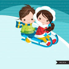 Winter Sled Snow Kids Clipart Kids Sledding Tobogganing Etsy Kids Clipart Clip Art Winter Sleds
