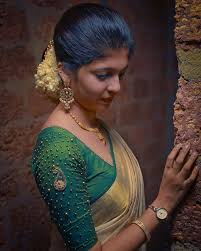 Maybe you would like to learn more about one of these? Vishu Special Kerala Tissue Saree With Designer Bp Plain Saree With Green Boarder On Kerala Saree Blouse Designs Green Blouse Designs Bridal Blouse Designs