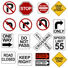 Road Sign Set Road Signs Driving Signs Drivers Education