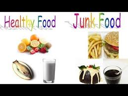 healthy food and junk food for preschool children and