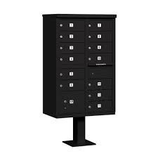 Salsbury Industries Black Usps Access Cluster Box Unit With 13 B Size Doors And Pedestal Salsbury Industries Mounted Mailbox Cluster Mailboxes