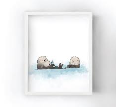 Sea Otter Nursery Art Print Sea Otters Illustration For Kids Etsy Otter Art Otter Illustration Sea Otter Art