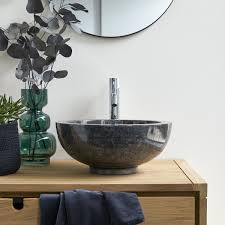 Vasque En Marbre Noir 35 Cm Mobilier Pour Salle De Bain Tikamoon