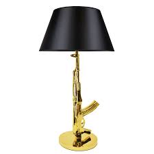 Tischlampe Stehleuchte Ak 47 Gewehr Lampe Gold Gadget Dojo