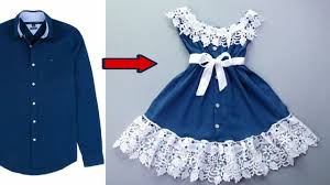 أسهل طريقه في خياطه فستان من قميص قديم Girls Frock Design Kids Dress Patterns Baby Frock Pattern