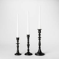 Black And White Candlesticks Candle Holder Set Of 3 Black Threshold Target Candle Holders Black Candle Holders Halloween Candlesticks