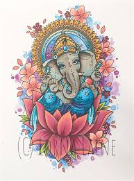 Ganesha intricate lotus tattoo art. Ganesh Tattoo Design Shefalitayal
