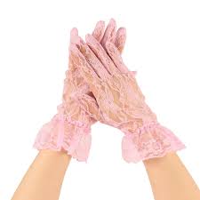 Fancy Floral Sheer Lace Tea Party Vintage Style Ruffle Wrist Dressy Gloves  Pink - Walmart.com