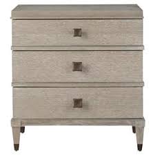 The subtle and sultry grey finish is suited to a variety of environments, and an assortment of three drawers on metal glides deliver smooth operation and ample space. Nicole Modern Classic Grey 3 Drawer Nightstand Standard 21 29 W Kathy Kuo Home