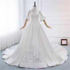 2018 High Quality A Line Royal Wedding Dress White Silk Satin Etsy In 2020 Satin Bridal Gowns Lace Wedding Dress With Sleeves Royal Wedding Dress