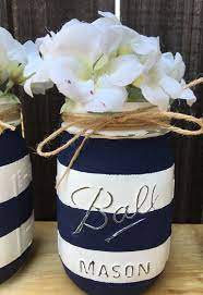 Nautical Mason Jars Distressed Mason Jars Nautical Baby Etsy Wedding Centerpieces Mason Jars Nautical Wedding Decorations Wedding Centerpieces Diy