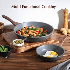 Amazon.com: SENSARTE Nonstick Frying Pan Skillet, Swiss Granite Coating  Omelette Pan, Healthy Stone Cookware Chef's Pan, PFOA Free (9.5 Inch): Home  & Kitchen