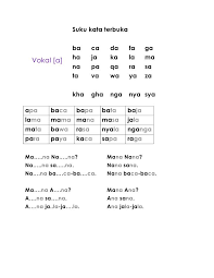Maybe you would like to learn more about one of these? Suku Kata Terbuka Ba Ca Da Fa Ga Ha Ja Ka La Ma Vokal Teaching Tools Teaching Rasa