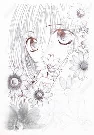Drawing In The Style Of Anime Picture Of A Girl In The Flowers Stock Photo Picture And Royalty Free Image Image 71757912 Japanese background with cherry blossom and wave pattern vector. drawing in the style of anime picture of a girl in the flowers