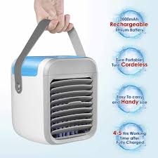 You can use portable fan on its own to cool a room or use it to complement a. Air Cooler Fan Personal Compact Evaporative Cooler Rechargeable Mini Air Conditioner Portable Air Conditioner Green 3 Wind Speed With 7 Colors Led Light Usb 2000 Mah Power Air Conditioner Fan Home