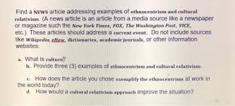 This space is reserved for information of less relevance. Find A News Article Addressing Examples Of Ethnoce Chegg Com