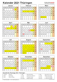Kalender 2021 thüringen als pdf oder excel. Kalender 2021 Thuringen Ferien Feiertage Pdf Vorlagen