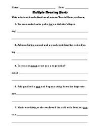 Students Determining The Meaning Of A Word With Multiple Meanings By Uses Context Clues In The Senten Multiple Meaning Words Multiple Meaning Dictionary Skills