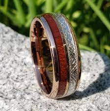 Meteorite Ring Mens Wedding Band Whiskey Barrel Ring Rose Gold Mens Ring Mens Pr In 2022 Rose Gold Tungsten Ring Promise Rings For Guys Mens Wedding Bands Tungsten