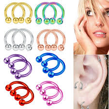 Circular barbell brust ohr lippe nase septum helix intim gelb blau schwarz 2,5mm. Hufeisen Piercing Ring Circular Barbell Septum Ohr Tragus Intim Brust Ring Kugel Eur 6 25 Picclick De