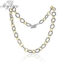 At our sterling silver jewelry online shop, you can find works of such manufacturers, as joyeria mazahua, melesio rodriguez villalba, julieta toledo, and many others. Mytys Gold Silver Mix Gold Chain Statement Necklace Two Tone Gold Circle Link Chain Necklace Vintage Unique Design Cn547 Chain Necklaces Aliexpress