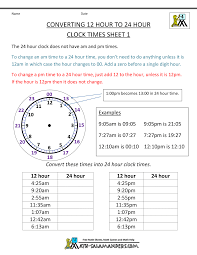 24 Hour Clock Conversion 12 To 24 Hour Clock 1 24 Hour